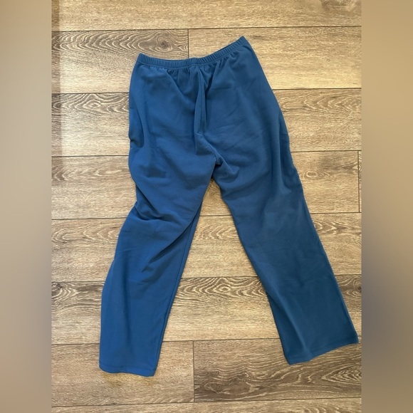 Essentials by Oleg Cassini Vintage Fleece Casual Pant Blue Wide Leg  SZ L - Picture 3 of 5